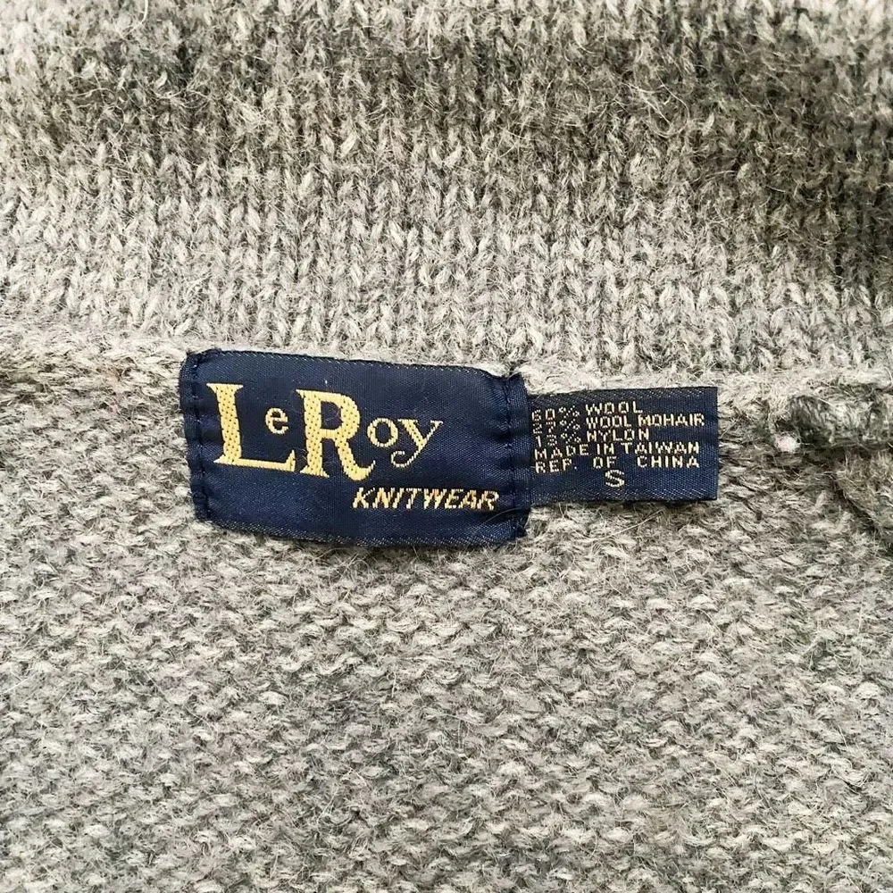 Vintage Wool Mohair Long Sweater Coat Grey - Picture 8 of 8